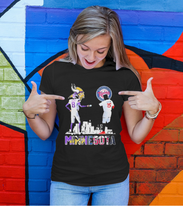 Minnesota Vikings Kirk Cousins And Twins Byron Buxton Icons T-Shirt