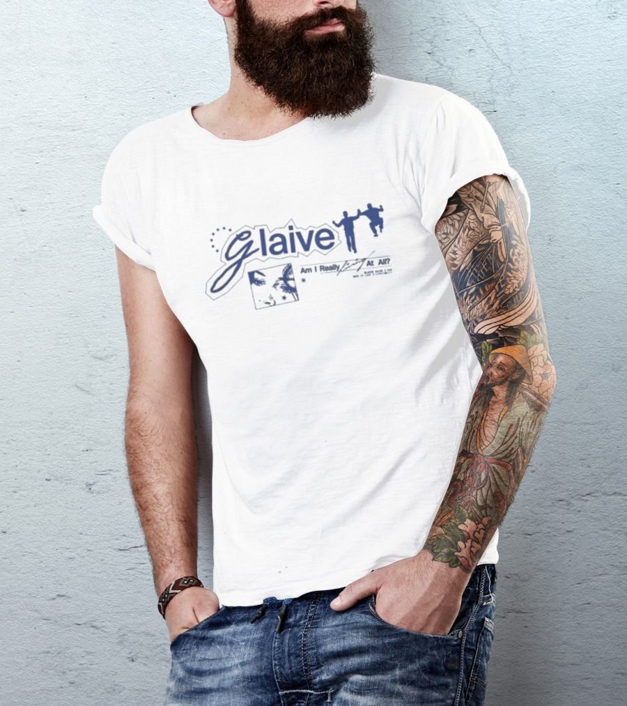 Glaive Am I Really Living At All Blue Text T-Shirt