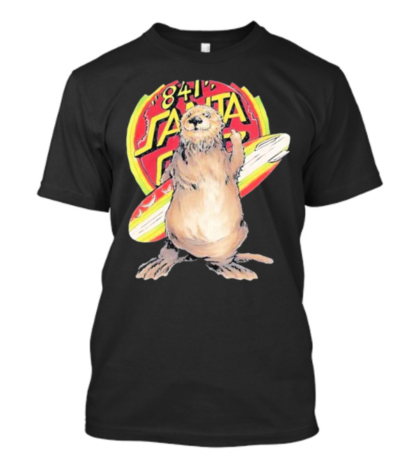 841 Santa Cruz Locals Only Awaswas Territory Otter With Surfboard T-Shirt