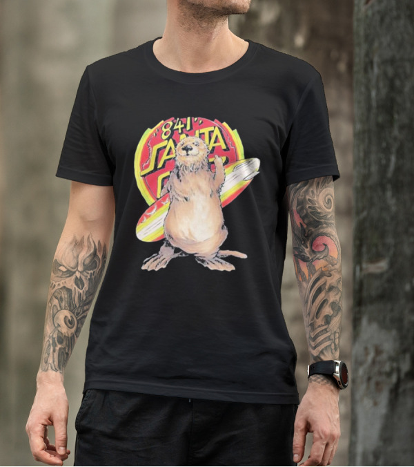 841 Santa Cruz Locals Only Awaswas Territory Otter With Surfboard T-Shirt