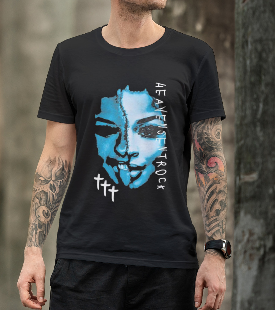 HEAVENSENTROCK Face Blue Art With Cross Symbols T-Shirt