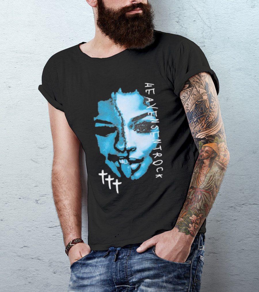 HEAVENSENTROCK Face Blue Art With Cross Symbols T-Shirt