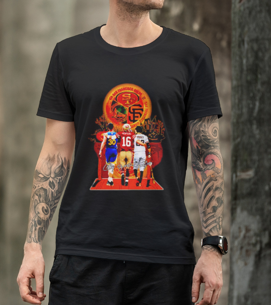 San Francisco 49ers Giants Golden State Warriors Halloween Curry Montana Posey T-Shirt