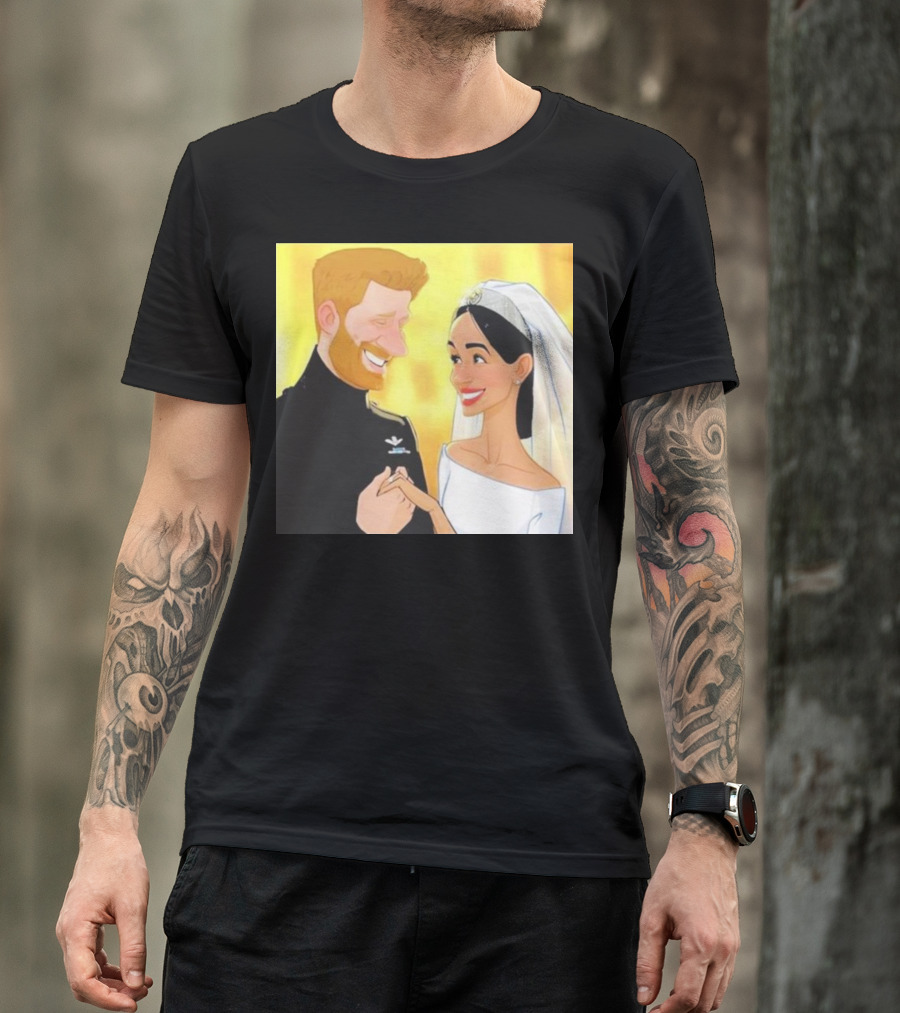 Meghan And Harry Cartoon Wedding T-Shirt