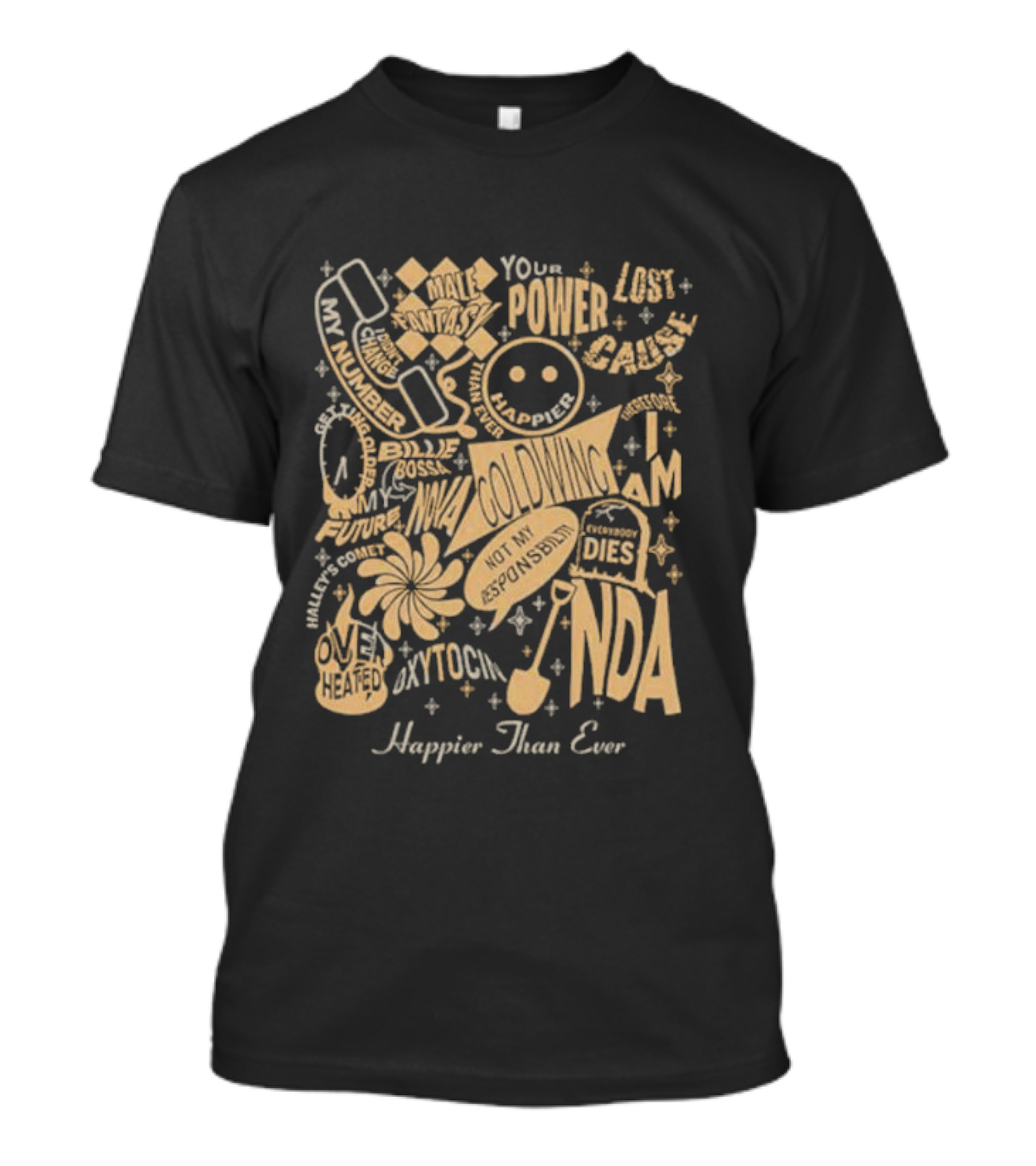 Your Power Lost Cause NDA Happier Than Ever Oxytocin Overheated Billie Boss Fantasy Tracklist T-Shirt