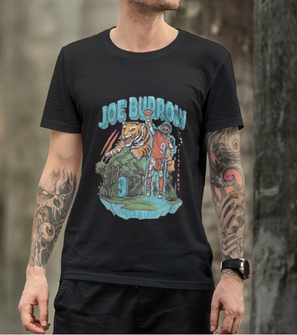 Joe Burrow Cincinnati Bengals Ice Man Tiger Number 9 T-Shirt