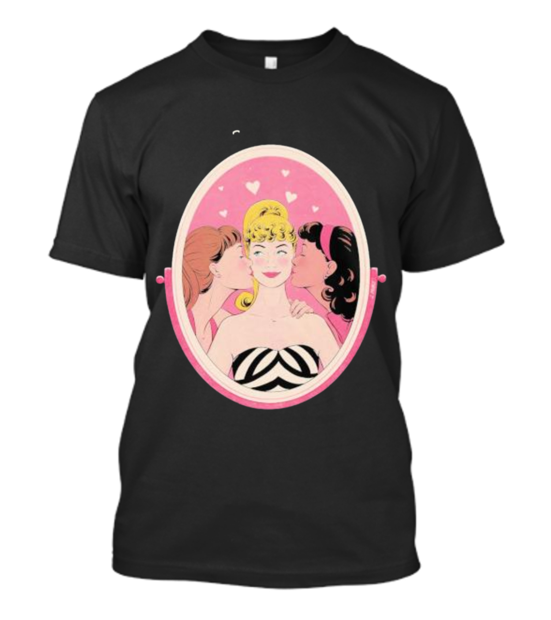 Barbie Surrounded By Love In Pink Heart Mirror T-Shirt