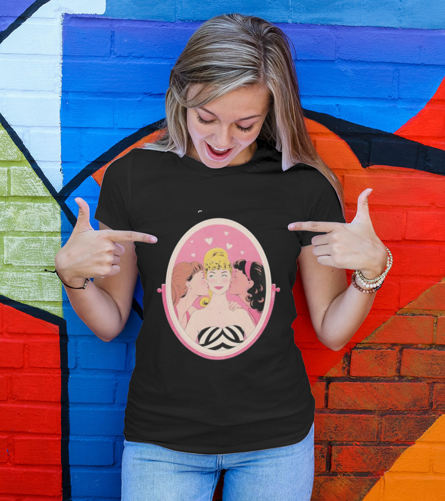Barbie Surrounded By Love In Pink Heart Mirror T-Shirt