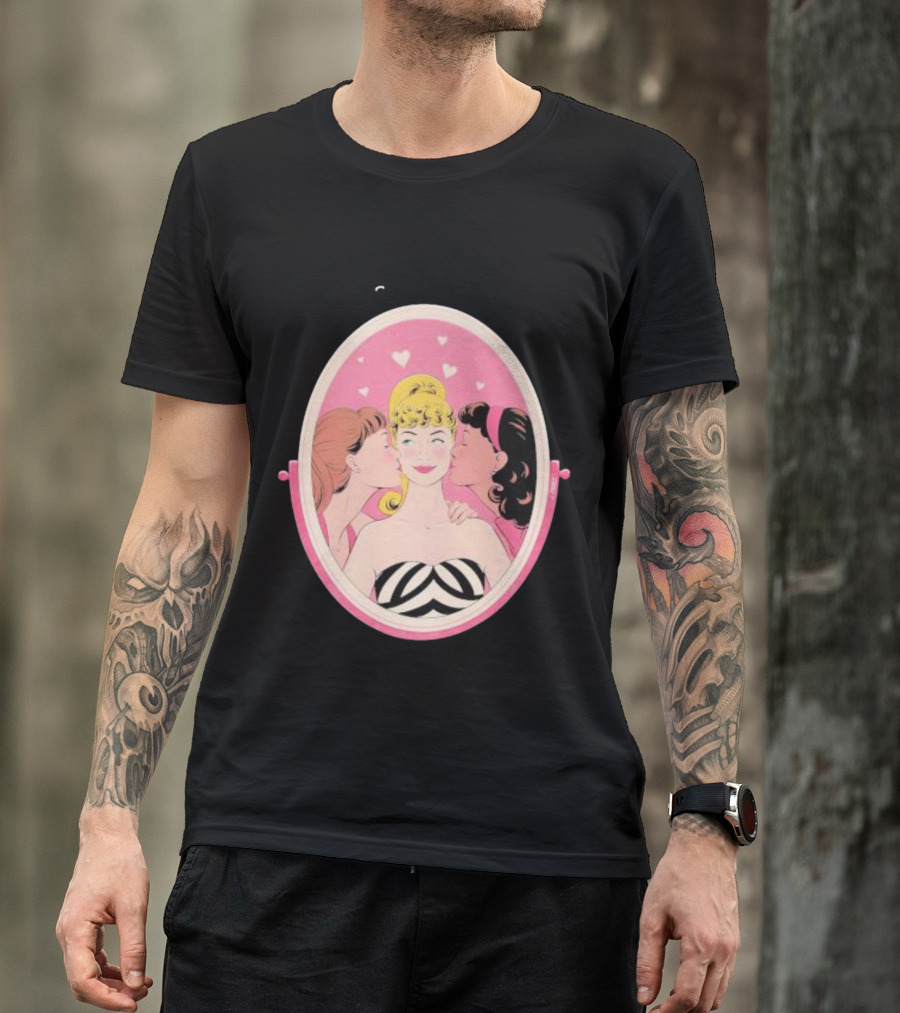 Barbie Surrounded By Love In Pink Heart Mirror T-Shirt