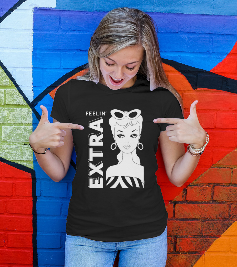 Feelin' Extra Barbie Retro Style Sunglasses And Hoop Earrings T-Shirt
