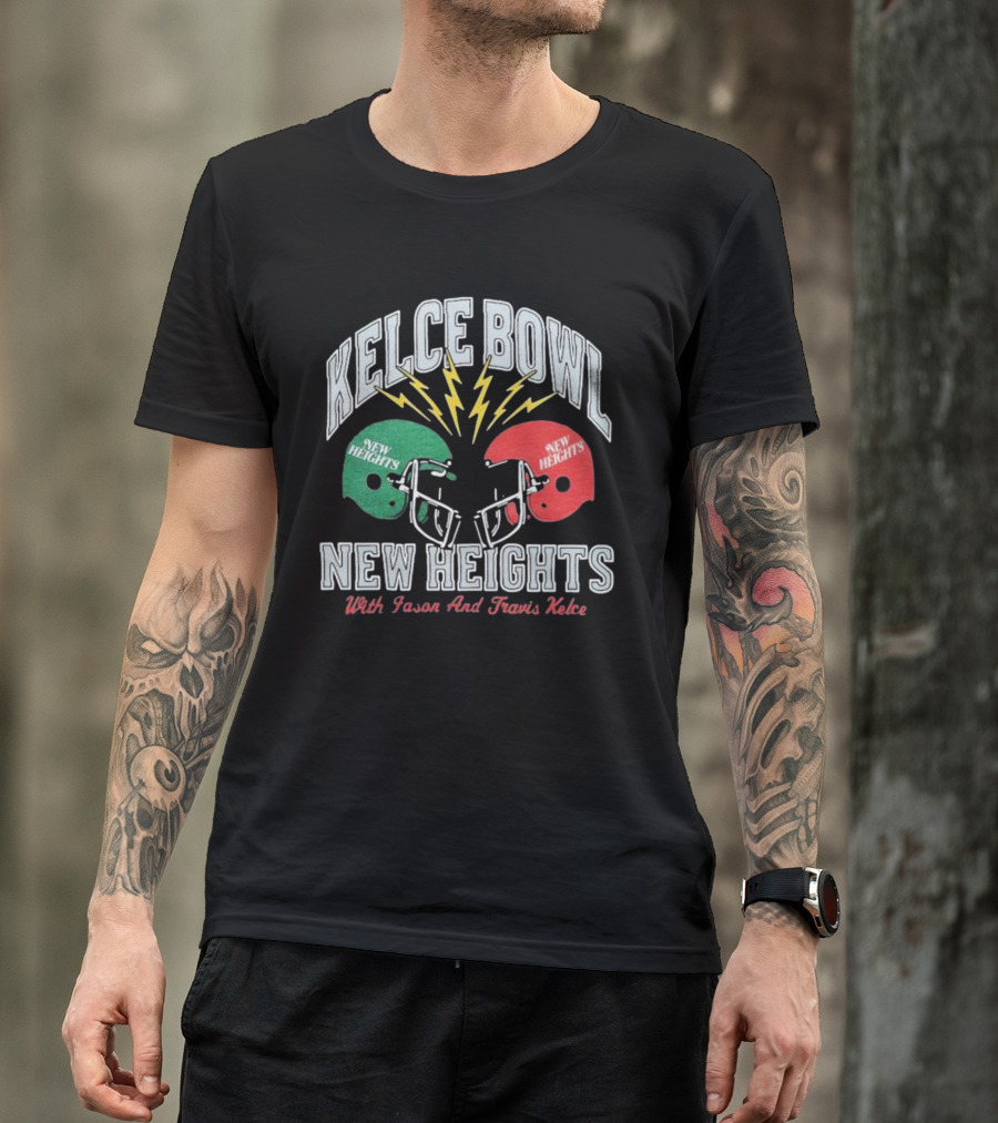 Kelce Bowl New Heights With Jason And Travis Kelce Lightning Helmets T-Shirt