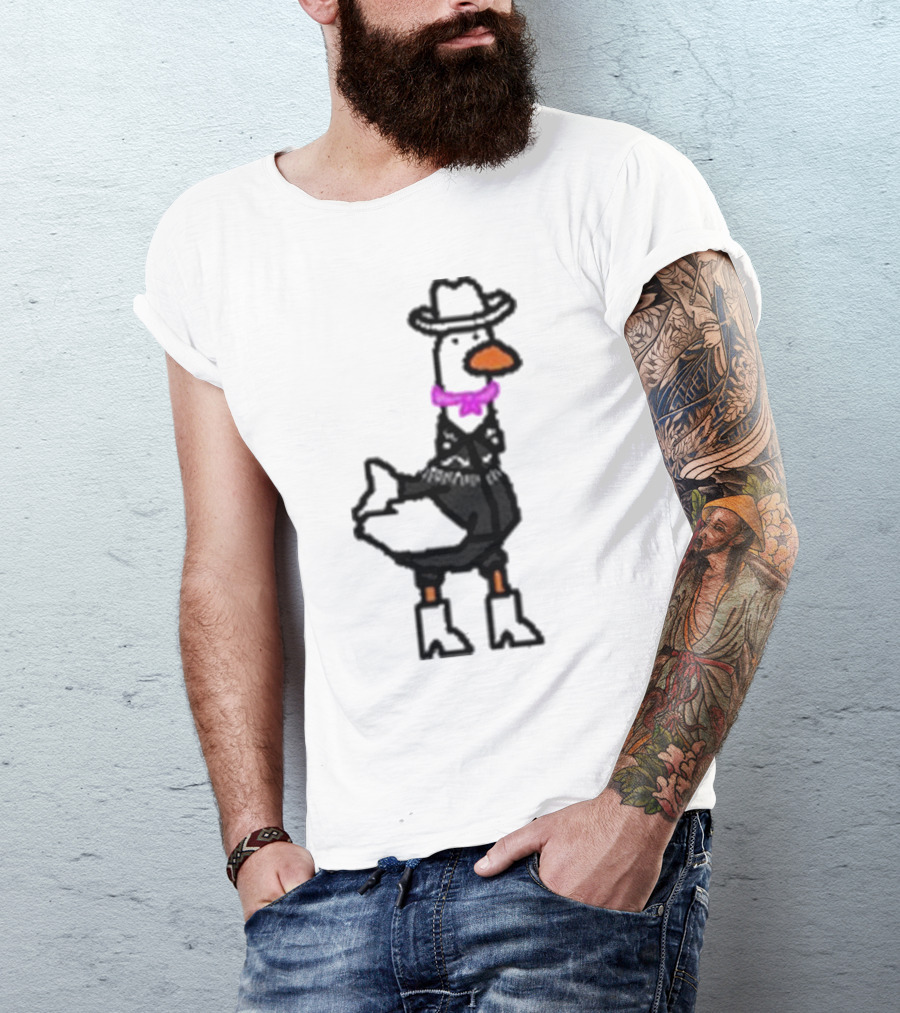 Ryan Goose-Ling Barbie Goose Wearing Cowboy Hat And Pink Bowtie T-Shirt