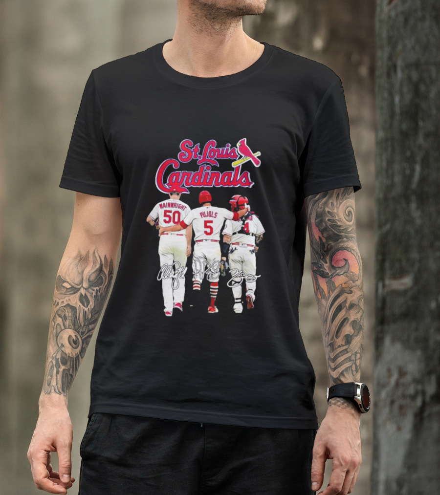 St Louis Cardinals Wainwright Pujols Molina Signatures T-Shirt