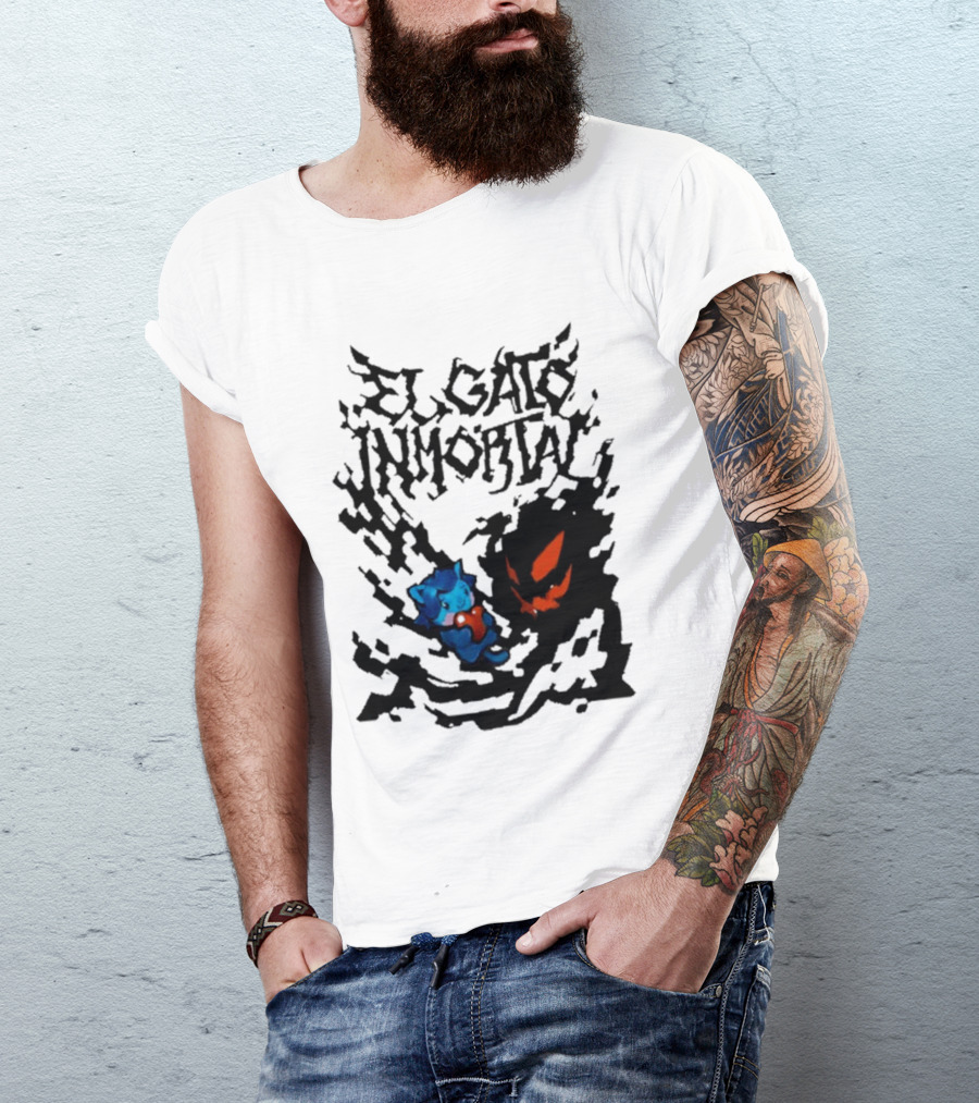 El Gato Inmortal Spooky Halloween Cat Pumpkin Shadow T-Shirt