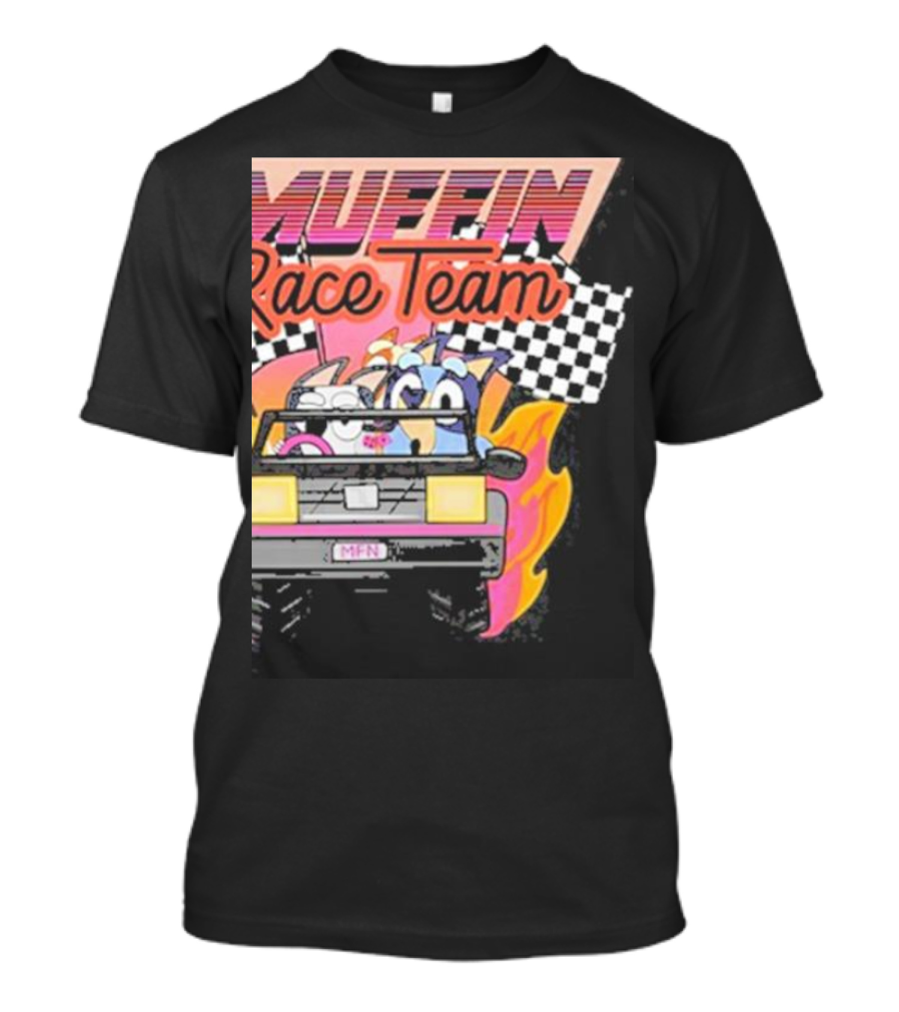 Muffin Race Team Retro Car Adventure With Checkered Flags T-Shirt