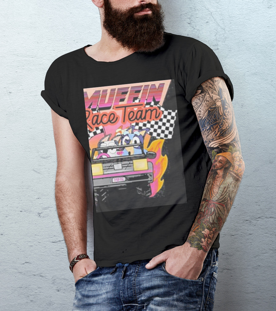 Muffin Race Team Retro Car Adventure With Checkered Flags T-Shirt