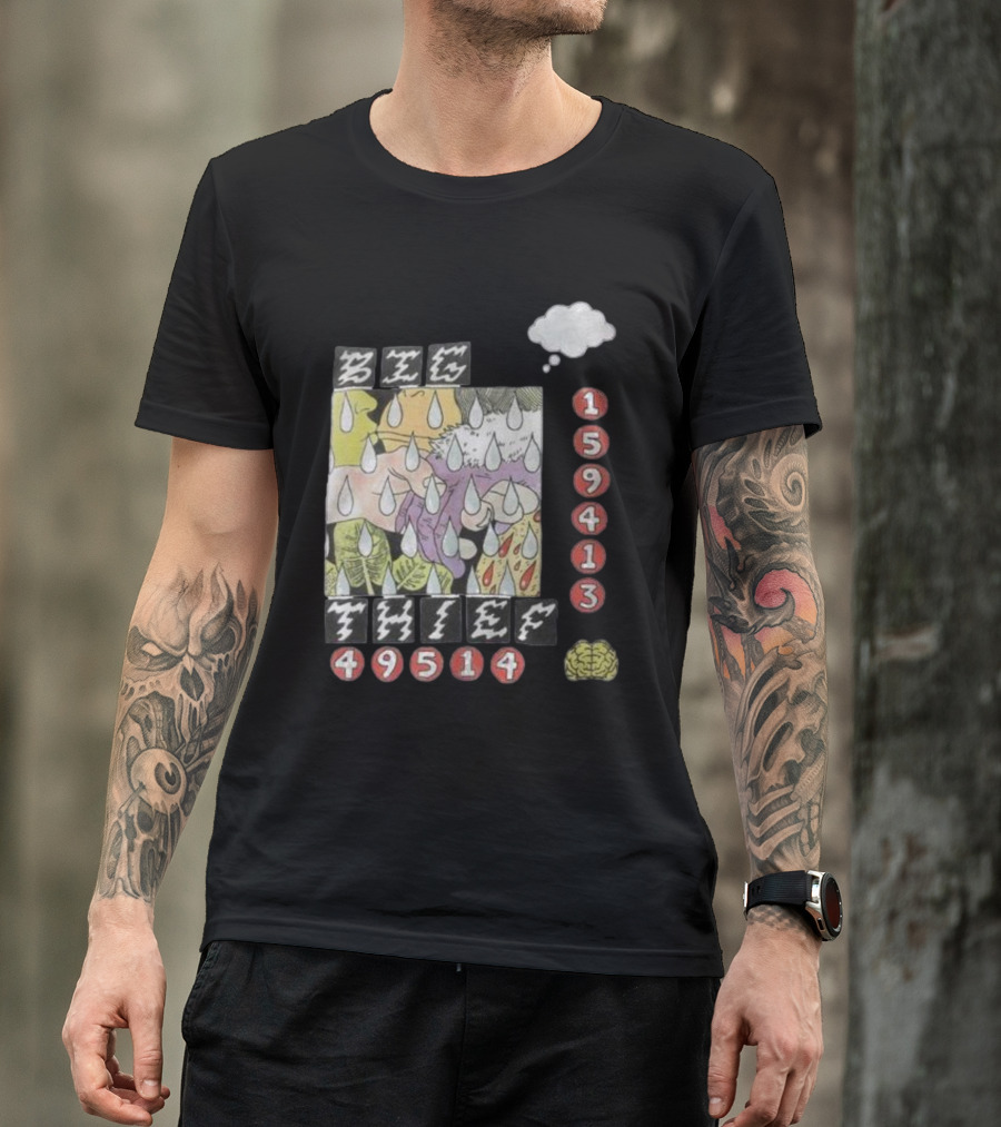 3E6 159413 49514 Comic Style Raindrops Thought Bubble Brain T-Shirt