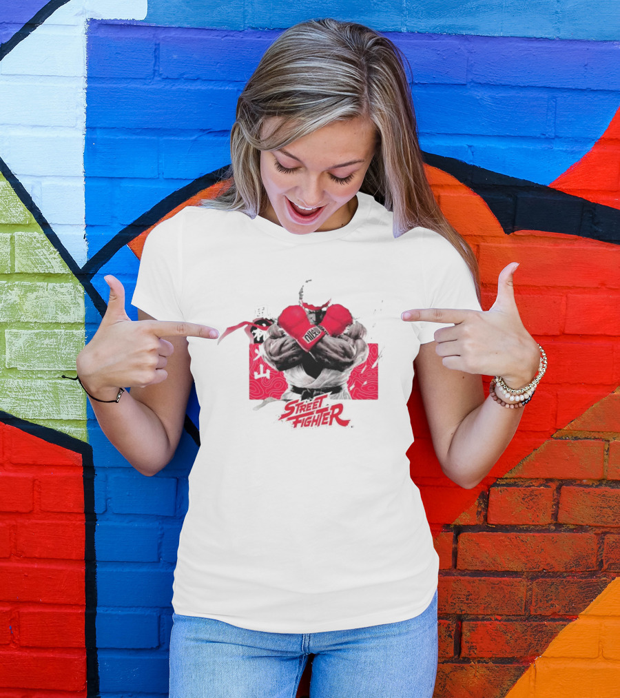 Dim Mak X Street Fighter V Ryu Boxing Glove Pose On Red T-Shirt