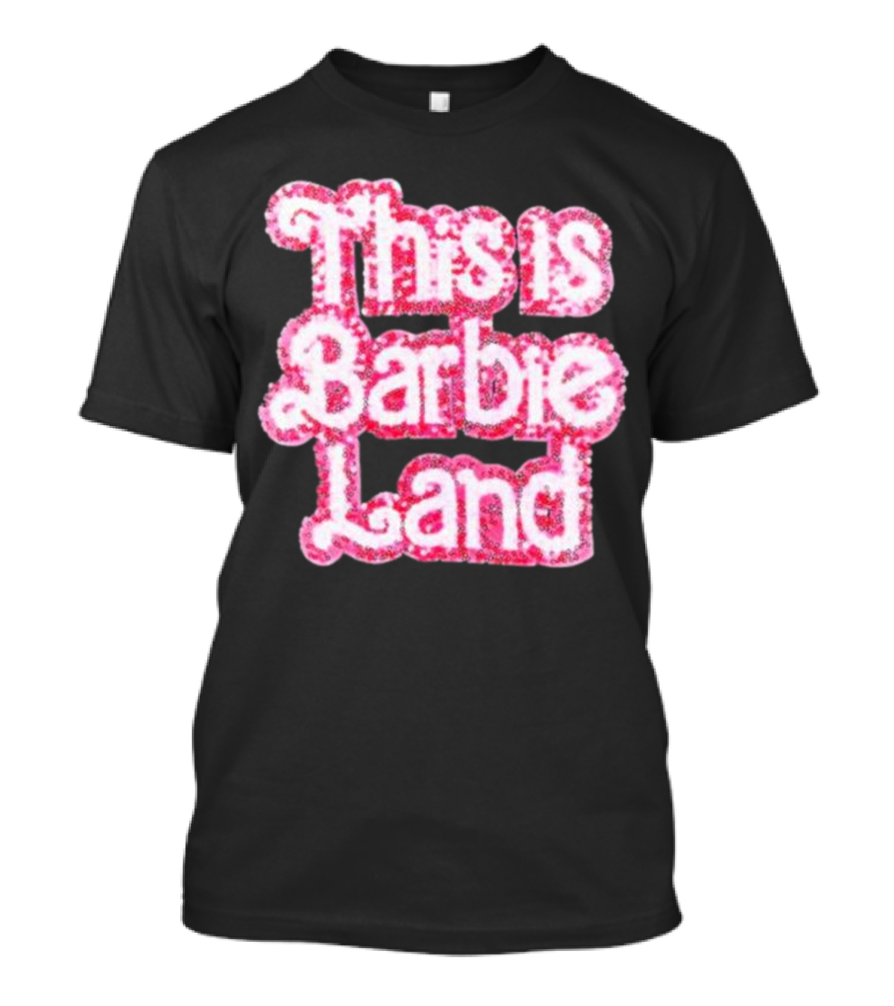 Barbie The Movie This Is Barbie Land Pink Sparkle Text T-Shirt
