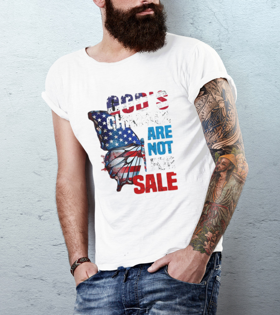 God's Children Are Not For Sale American Flag Butterfly T-Shirt