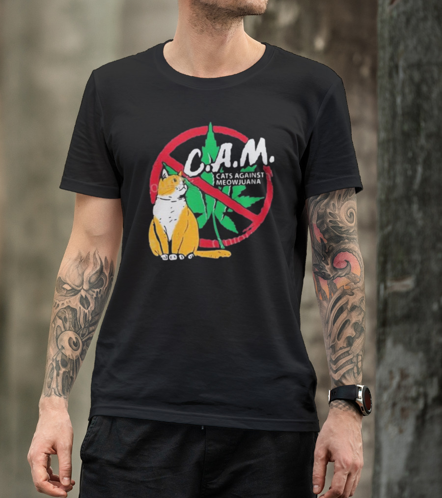 C.A.M. Cats Against Meowijuana Leaf With Tabby T-Shirt