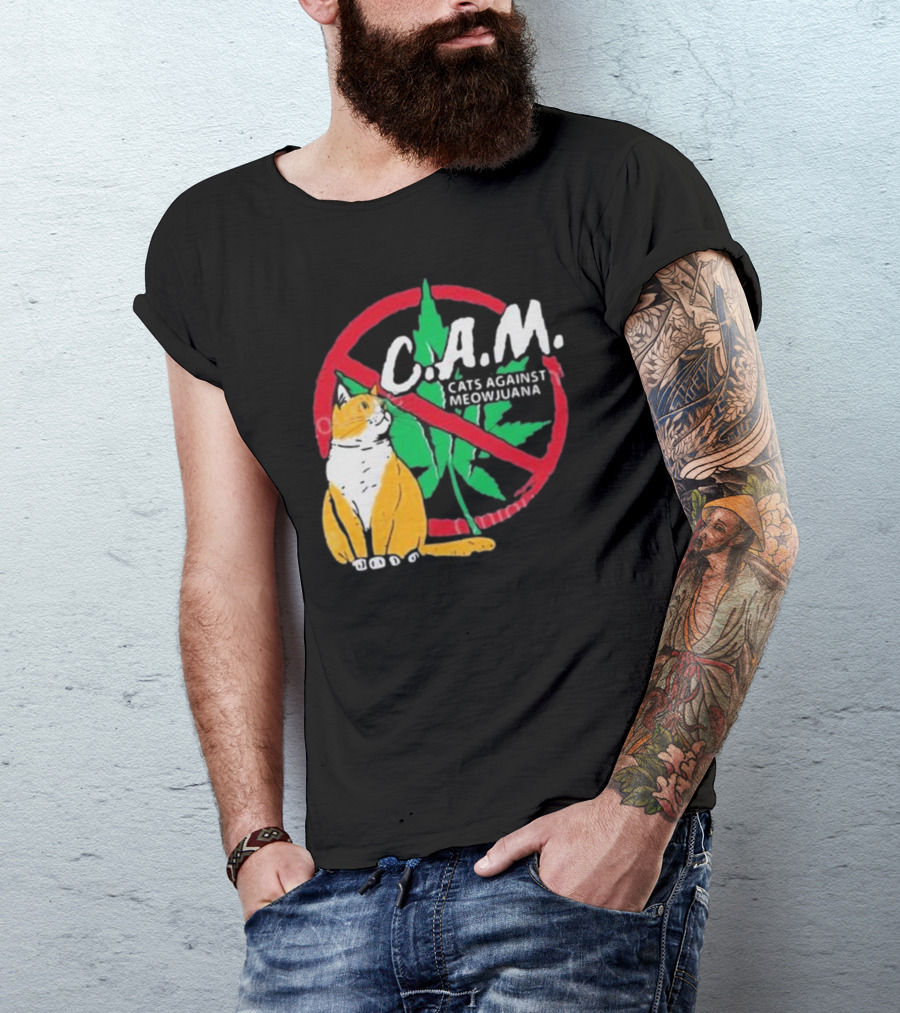 C.A.M. Cats Against Meowijuana Leaf With Tabby T-Shirt