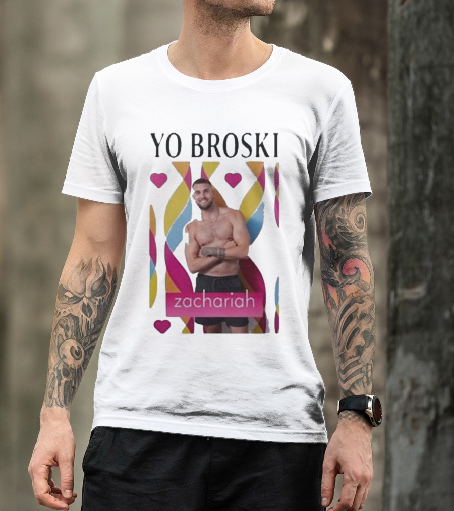 Yo Broski Zachariah Colorful Abstract Hearts T-Shirt