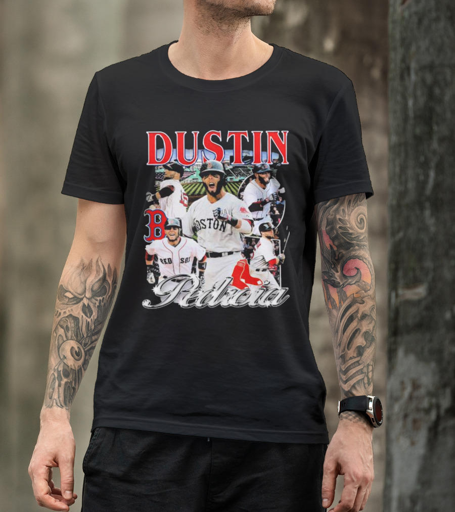 Dustin Pedroia Boston Red Sox Baseball Action Montage T-Shirt