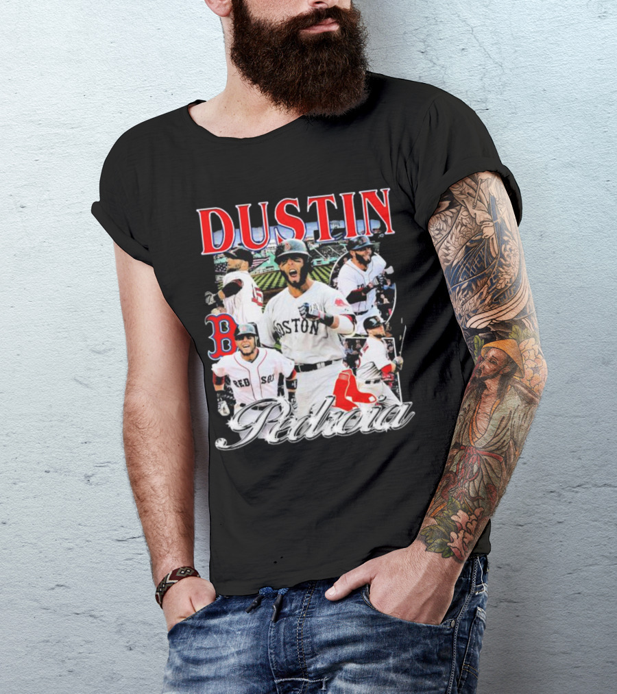 Dustin Pedroia Boston Red Sox Baseball Action Montage T-Shirt