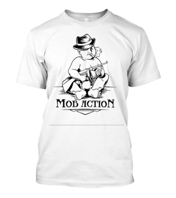 Jackass Baby Capone Mob Action Smoking Cigar With Tommy Gun T-Shirt
