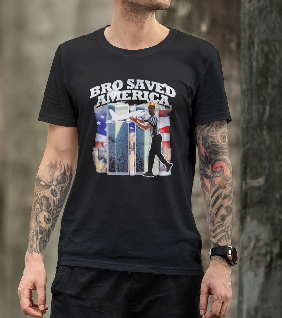 Bro Saved America Referee Airplane Twin Towers T-Shirt