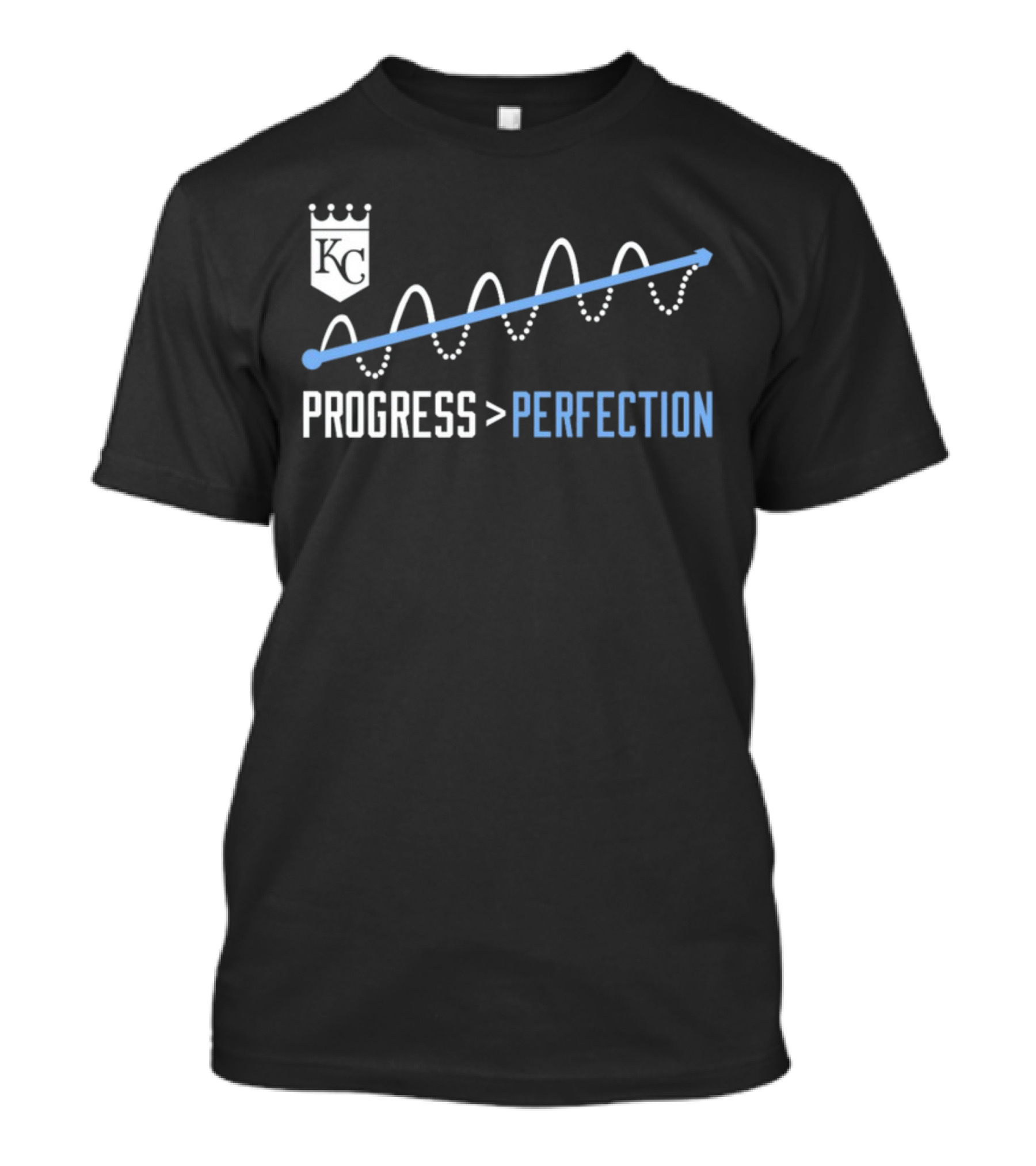 KC Progress Greater Than Perfection Crown Emblem Wavy Line T-Shirt