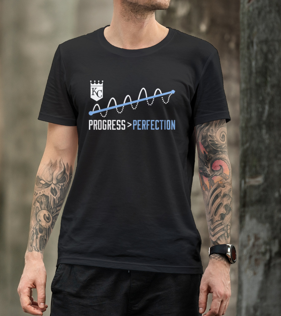 KC Progress Greater Than Perfection Crown Emblem Wavy Line T-Shirt