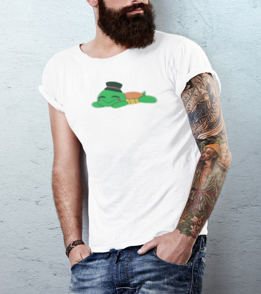 Mr Springs Sleepy Turtle Cute Cartoon Top Hat T-Shirt
