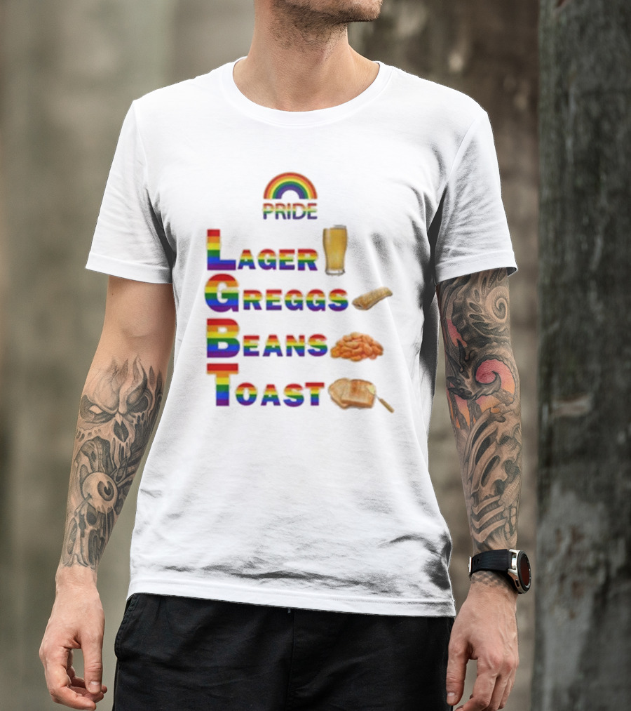Pride Rainbow Lager Greggs Beans Toast Icons T-Shirt
