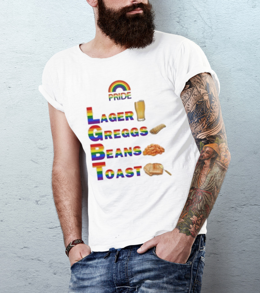 Pride Rainbow Lager Greggs Beans Toast Icons T-Shirt