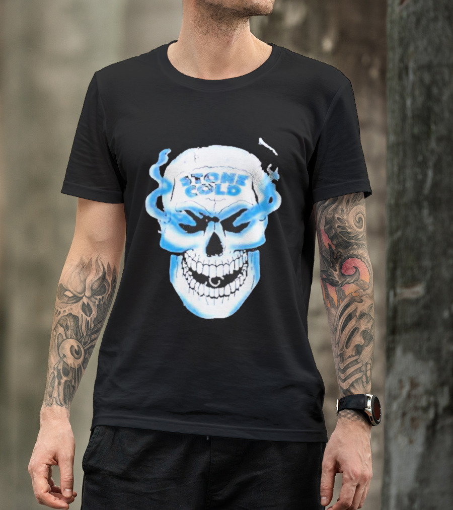 De Paul Wearing Stone Cold Steve Austin Smoking Skull T-Shirt