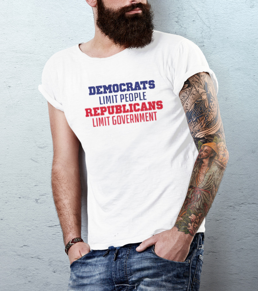 Democrats Limit People Republicans Limit Government Blue T-Shirt