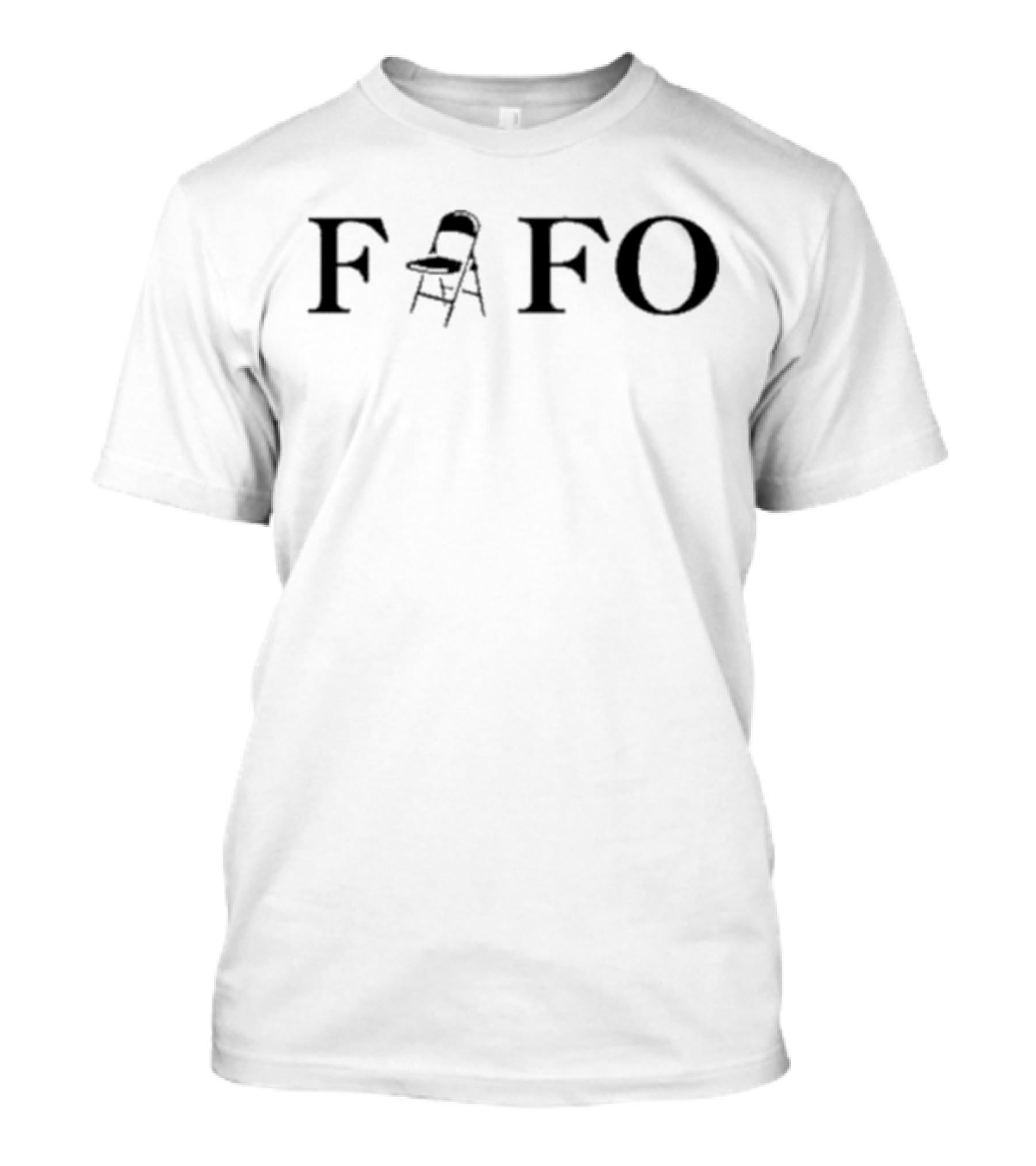 Fafo Folding Chair Black And White Minimalist Typography T-Shirt