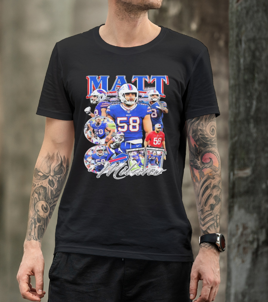 Buffalo Bills NFL Matt Milano 58 Football Highlights T-Shirt