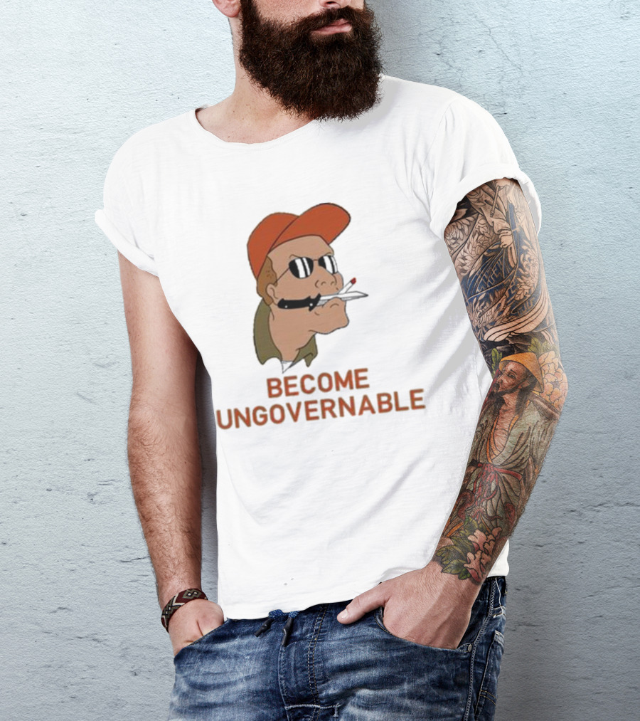 Become Ungovernable Rusty Shackleford Smoking Character With Sunglasses And Orange Hat T-Shirt