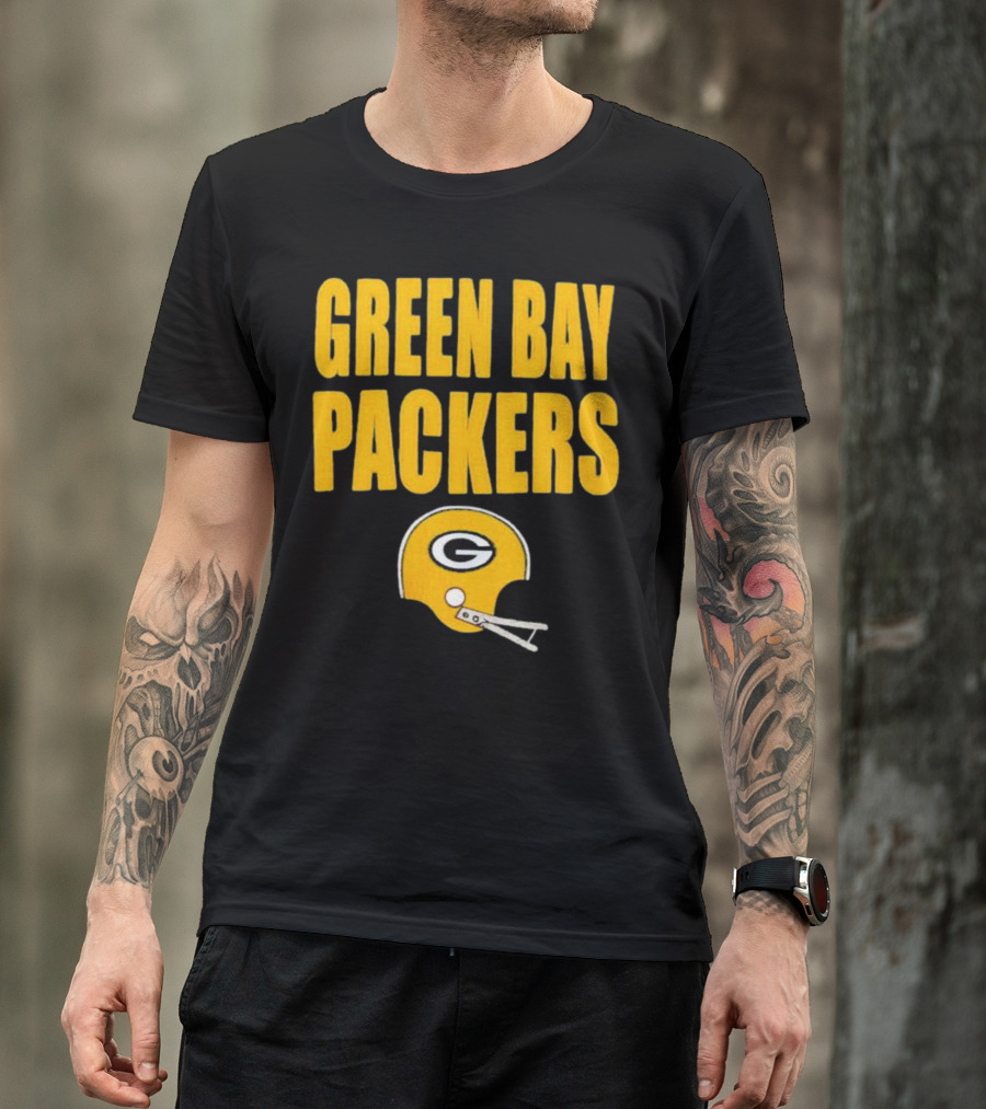 Green Bay Packers Helmet Logo And Text Football Fan Gear T-Shirt