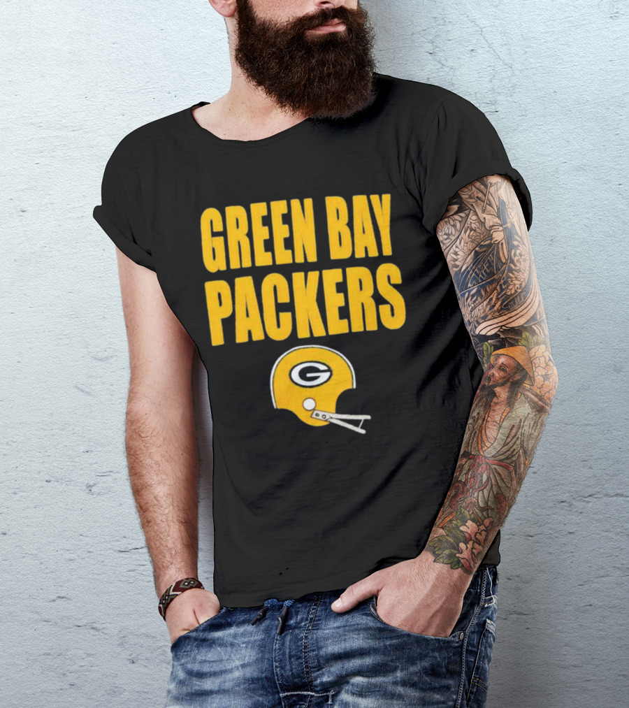 Green Bay Packers Helmet Logo And Text Football Fan Gear T-Shirt