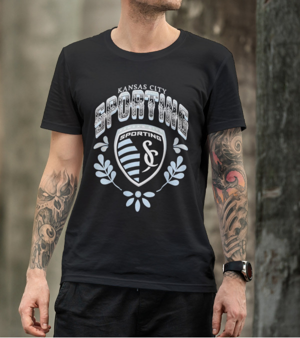 Kansas City Sporting KC Logo With Serape Pattern And Laurel Leaves T-Shirt
