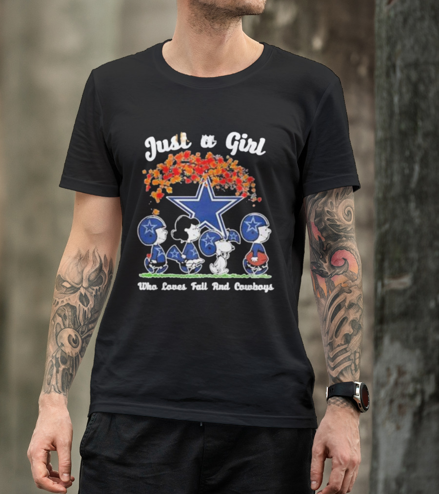 Just A Girl Who Loves Fall And Dallas Cowboys Peanuts Snoopy T-Shirt