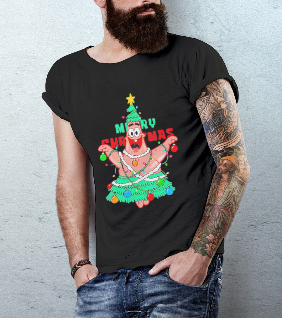 Patrick Tree Merry Christmas Lights T-Shirt
