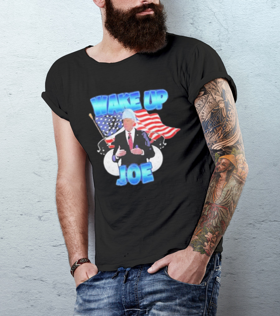 Designedbytheboys Wake Up Joe American Flags Patriotic T-Shirt