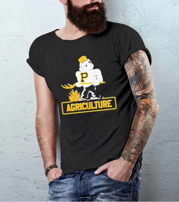 Purdue Agriculture Mascot With P Logo And Hay T-Shirt
