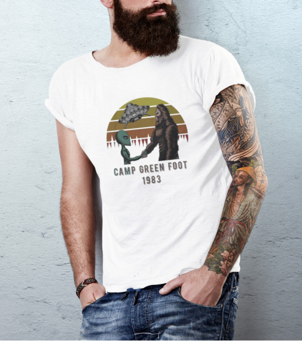 Camp Green Foot 1983 UFO Alien Bigfoot Encounter T-Shirt