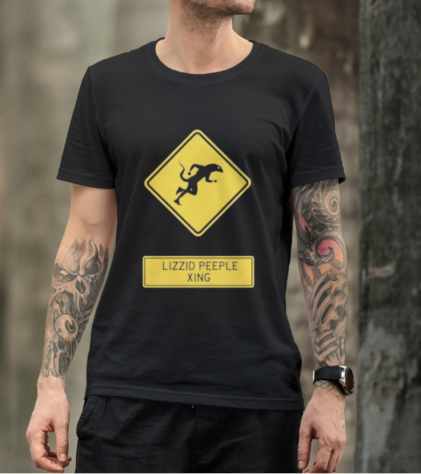 Lizzid Peeple Xing Sign Caution Black And Yellow Warning T-Shirt